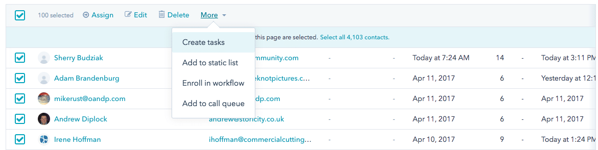 Create Tasks met Hubspot