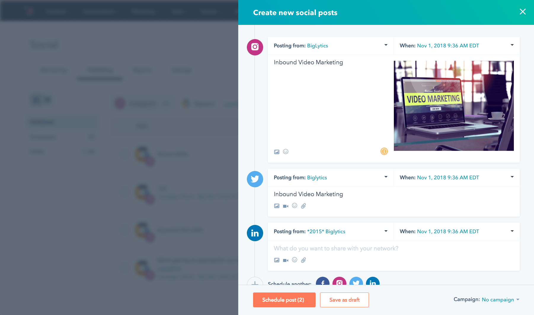 HubSpot Marketing Hub Social