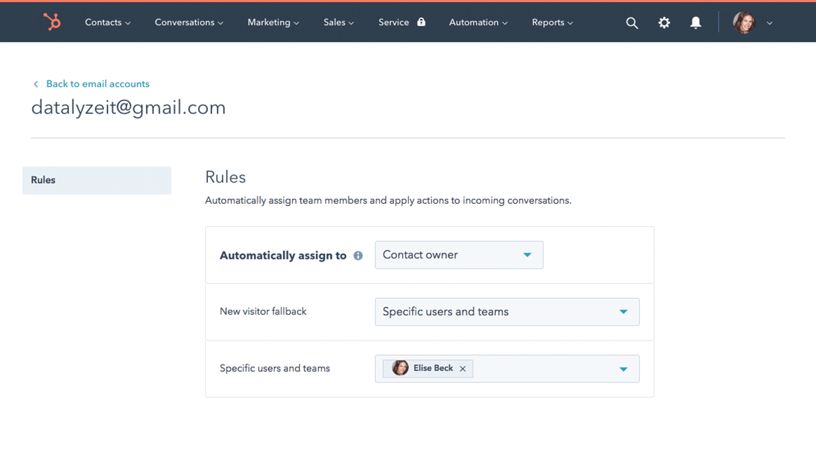 routing HubSpot service