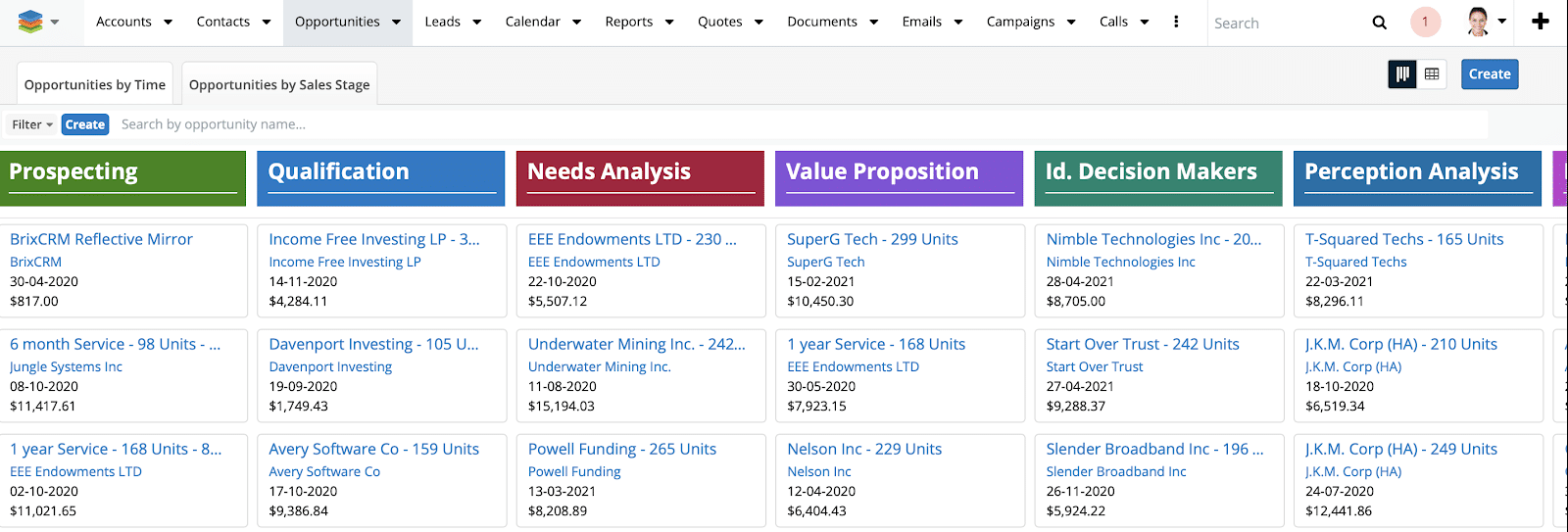 SugarCRM versie 10 tile view